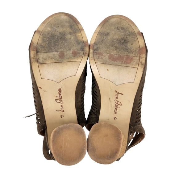 Sam Edelman Rocco Taupe Tan Microsuede Open Toe Ankle Boots Women's Size 8.5 - Picture 10 of 12